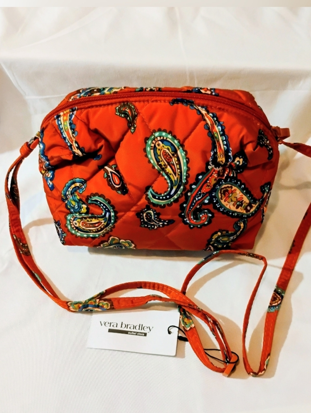 Vera Bradley Quilted Camara Crossbody Bag - Red Paisley